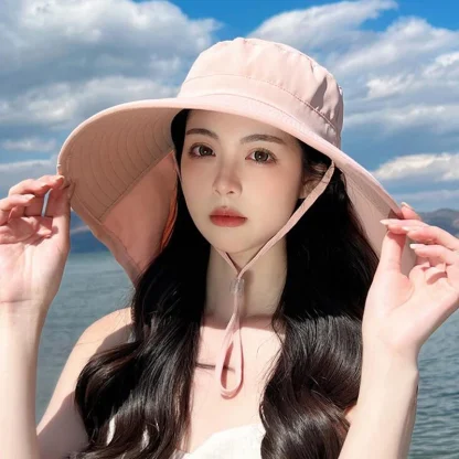 Large Brim Neck Flap Sun Hats - Image 2